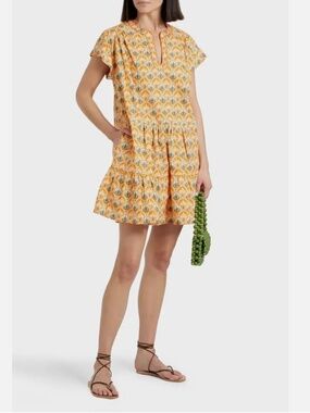 Saloni Ashley B. Orange Cotton Art Deco Print A-Line Mini Dress 2